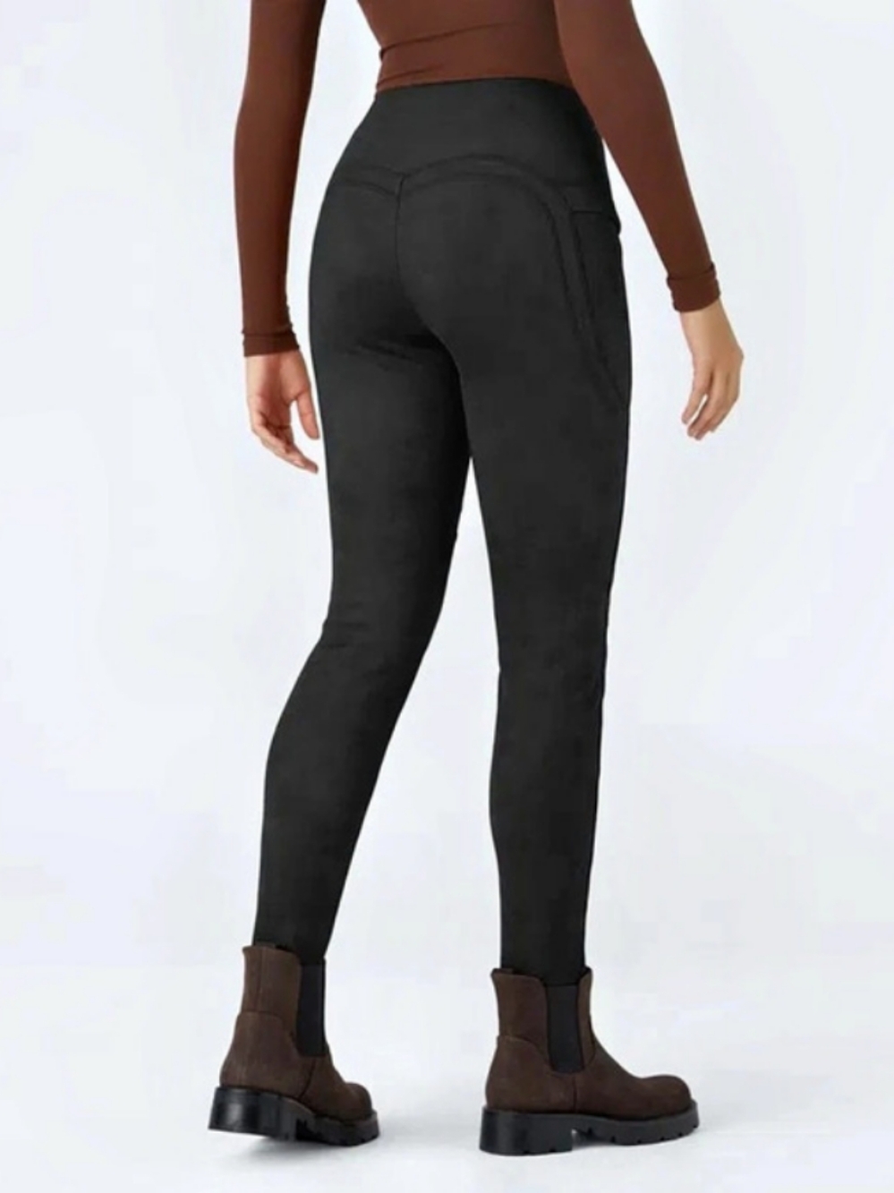 Halara High Waisted Pocket Ankle Length Suede Casual Leggings Size Medium 8/10